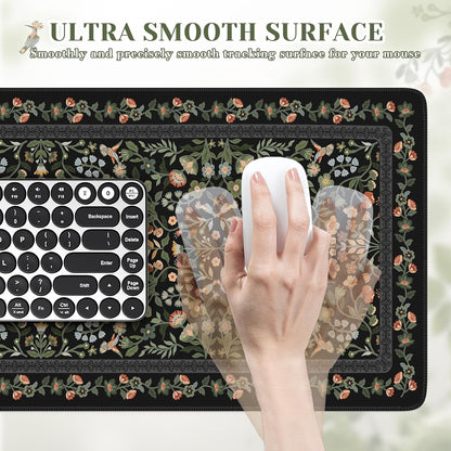 iCasso Desk Mat for Keyboard and Mouse, Large Mouse Pad, Desk Pad Mat, Anti-Slip Big Mousepad with Stitched Edges for Computer Desktop(Deep Green)