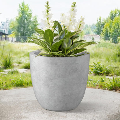 Kante 8.9" H x 10" W Small Concrete Planter, Compact Desktop Plant Pot with Drainage Hole & Rubber Plug – Lightweight Breathable Cement Container for Succulents, Cactus, Herbs, Indoor Outdoor, Gift
