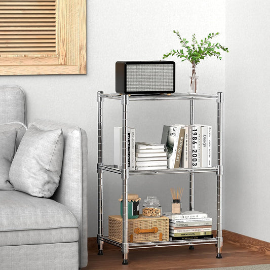 M MZG 450 lbs Steel Storage Shelving 3-Tier Utility Shelving Unit Steel Organizer Wire Rack for Home,Kitchen,Office (11.8" D x 17.7" W x 26.3" H) - Colors A