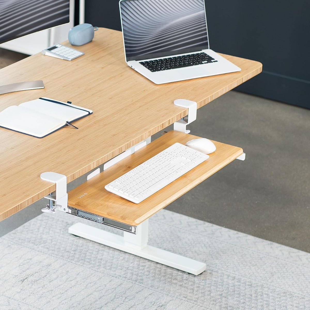 VIVO Extra Long Clamp-on Computer Keyboard and Mouse Under Desk Slider Tray, 34 x 11 inch Pull Out Platform Drawer, Black, MOUNT-KB15EB