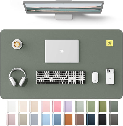 YSAGi Leather Desk Pad Protector, Office Desk Mat, Large Mouse Pad, Non-Slip PU Leather Desk Blotter, Waterproof Laptop Desk Writing Pad for Office and Home (23.6" x 13.8", Eggshell) - Colors A