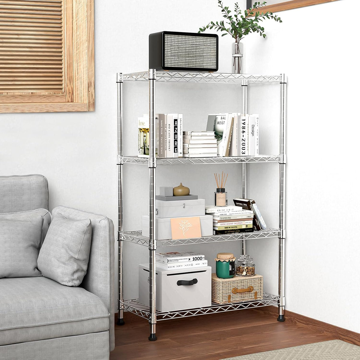 M MZG 450 lbs Steel Storage Shelving 3-Tier Utility Shelving Unit Steel Organizer Wire Rack for Home,Kitchen,Office (11.8" D x 17.7" W x 26.3" H) - Colors B