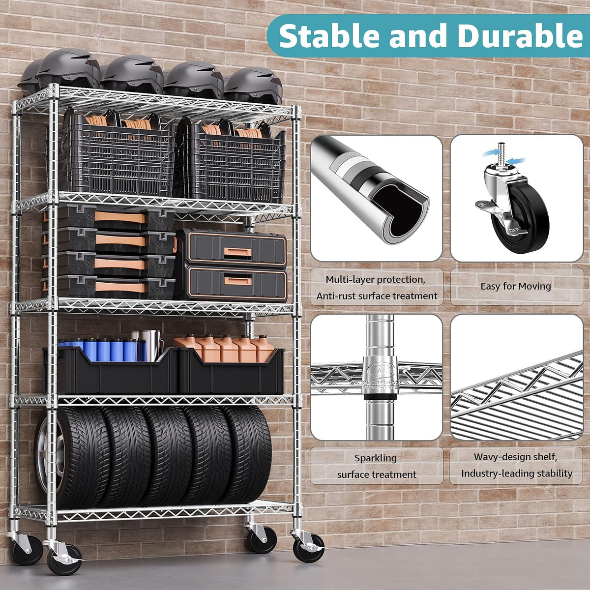M MZG 450 lbs Steel Storage Shelving 3-Tier Utility Shelving Unit Steel Organizer Wire Rack for Home,Kitchen,Office (11.8" D x 17.7" W x 26.3" H) - Colors B