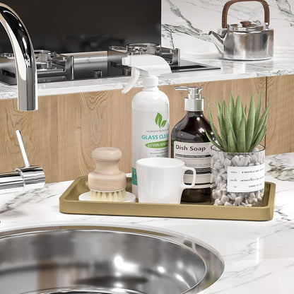 Small Bathroom Vanity Tray for Countertop Makeup Perfume Jewelry Decor Candle Keys, Small Black Kitchen Tray for Soap Dispenser Spice Bamboo Toilet Tray 7.9" L x 4" W x 0.79" H