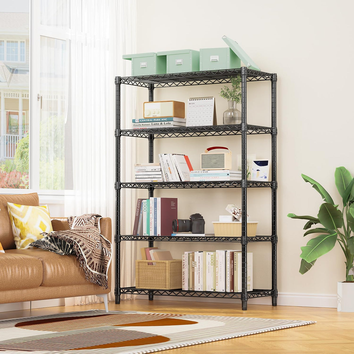 M MZG 450 lbs Steel Storage Shelving 3-Tier Utility Shelving Unit Steel Organizer Wire Rack for Home,Kitchen,Office (11.8" D x 17.7" W x 26.3" H) - Colors A