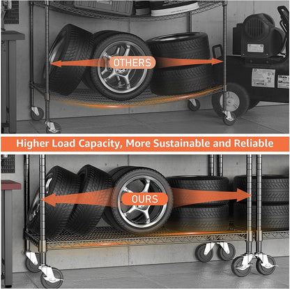 M MZG 450 lbs Steel Storage Shelving 3-Tier Utility Shelving Unit Steel Organizer Wire Rack for Home,Kitchen,Office (11.8" D x 17.7" W x 26.3" H) - Colors A