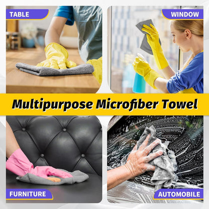 Microfiber Cleaning Cloth, Cleaning Rags Microfiber Towel Bulk Absorbent Lint-Free Wash Cloths, All-Purpose Shop Towels for Cars, Automotive, Garage, Home & Kitchen 11.5"*11.5"
