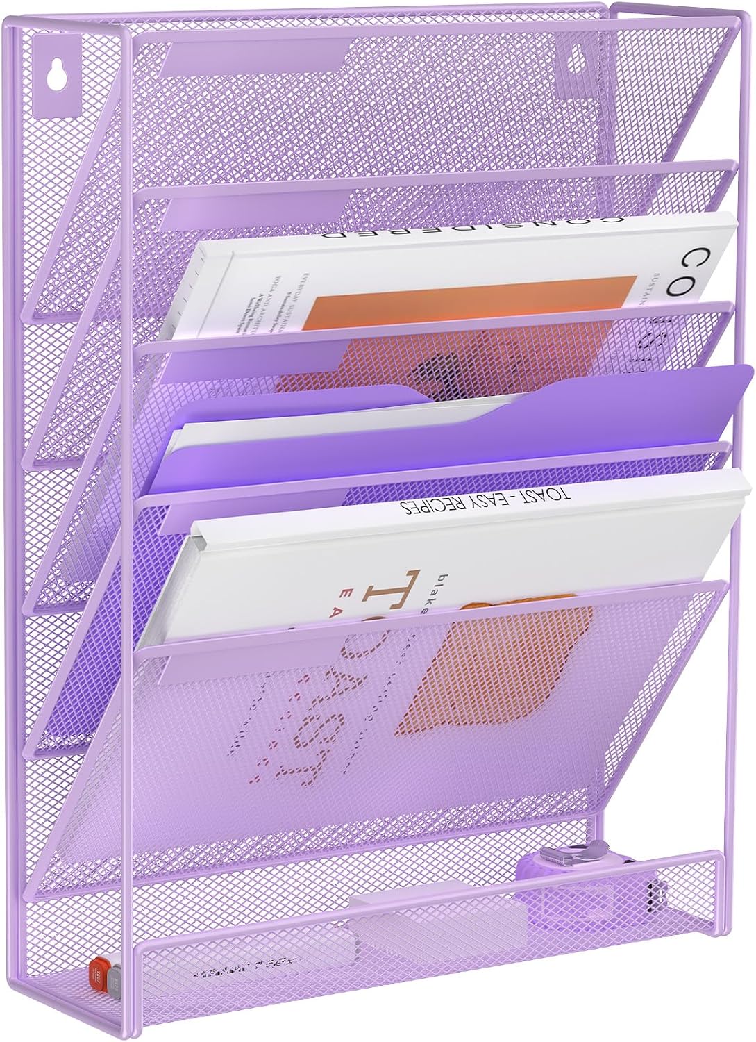 Kuntine.B Wall File Organizer Office Hanging Magazine Holder Wall File Organizer for Office Home (Black, 5 Tier)