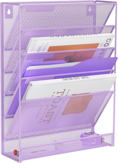 Kuntine.B Wall File Organizer Office Hanging Magazine Holder Wall File Organizer for Office Home (Black, 5 Tier)