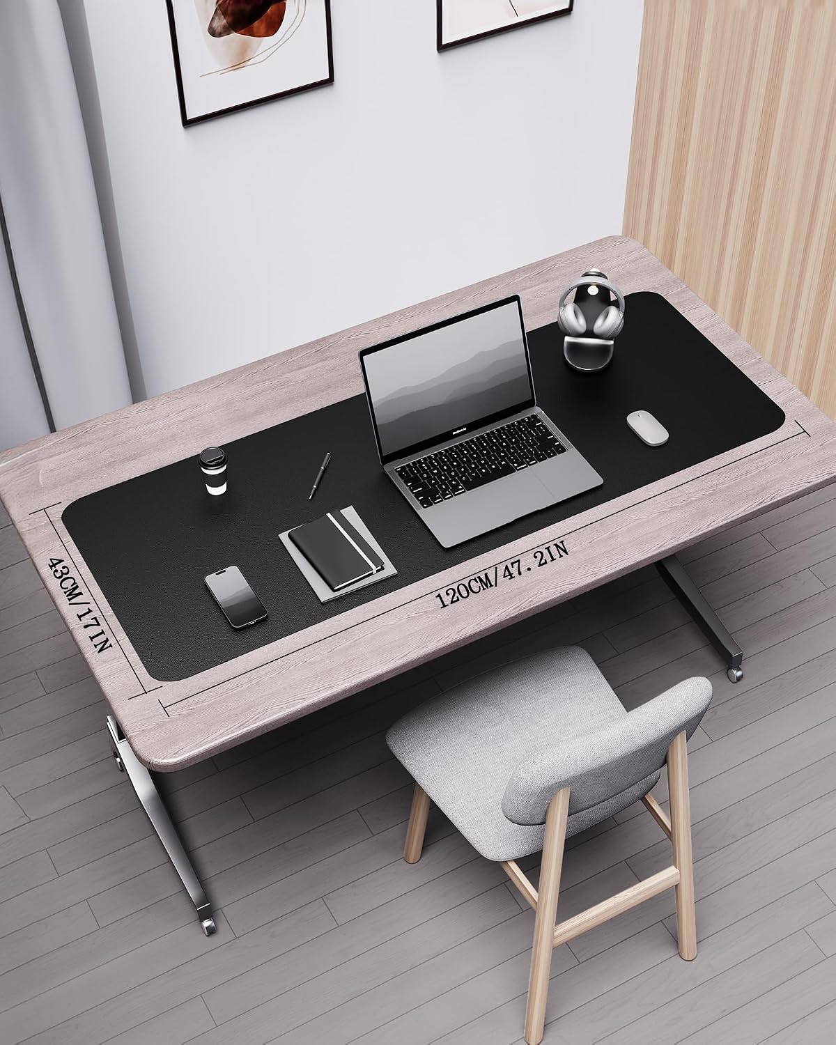 Double-Sided Desk Pad, 31.5"x15.7"Leather Desk Mat, Eco Cork Desk Pad Protector,Large Mouse Pad,Waterproof Desk Blotter for Office/Home(Coffee)