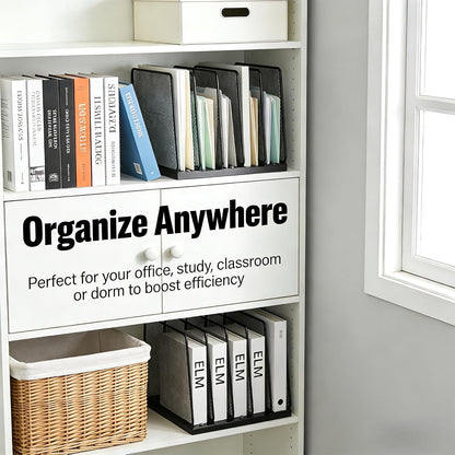 AUPSEN 5-Section File Organizer for Desk, Wood Mesh Desktop File Organizer, File Sorter Storage Rack, Vertical Folder Holder for Files, Magazines, Books (Black)