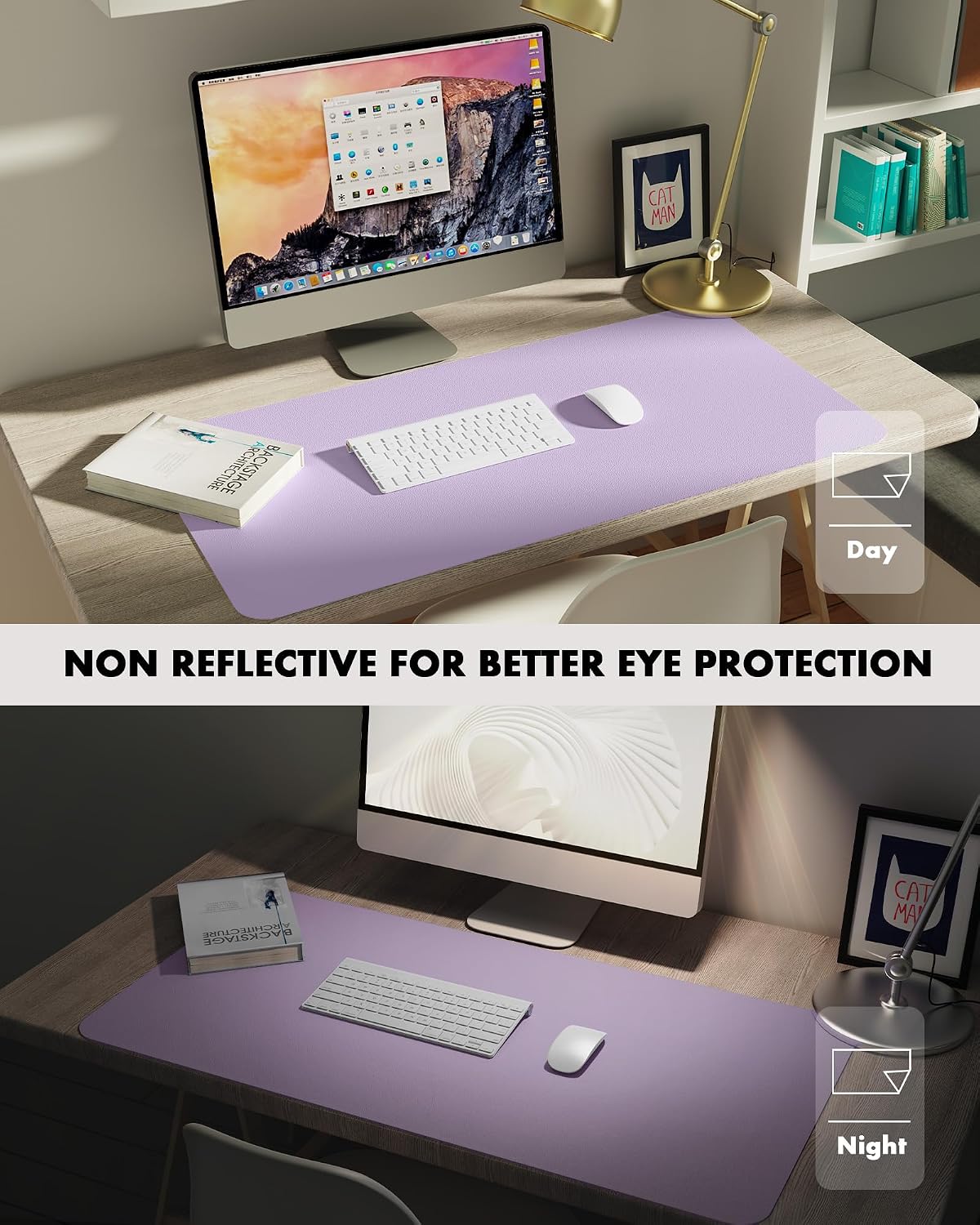Double-Sided Desk Pad, 31.5"x15.7"Leather Desk Mat, Eco Cork Desk Pad Protector,Large Mouse Pad,Waterproof Desk Blotter for Office/Home(Coffee)