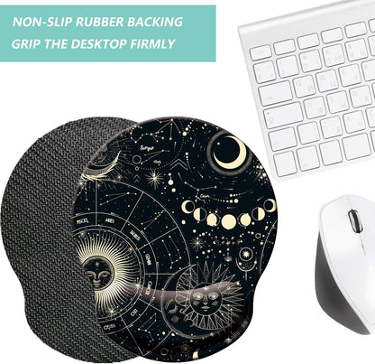Mouse Pad with Wrist Support, Ergonomic Mouse Pad with Memory Foam Wrist Rest Cushion, Non-Slip Rubber Base Gaming Mice Pad for Home Office Computer Laptop, Flower Black