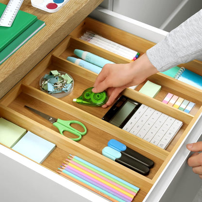 ROYAL CRAFT WOOD Luxury Bamboo Kitchen Drawer Organizer - Silverware Organizer, Utensil Holder & Cutlery Tray Drawer Dividers for Flatware (9 Slot, Natural)