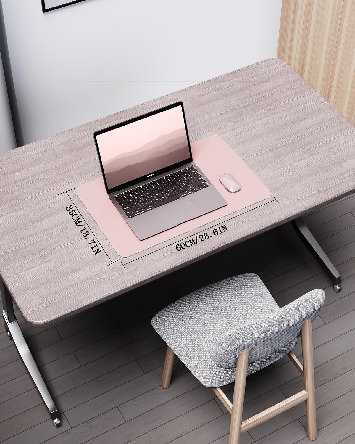 Double-Sided Desk Pad, 31.5"x15.7"Leather Desk Mat, Eco Cork Desk Pad Protector,Large Mouse Pad,Waterproof Desk Blotter for Office/Home(Coffee)