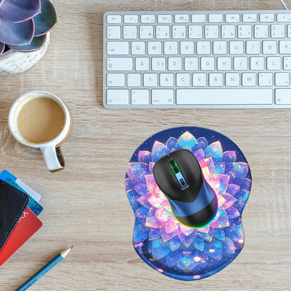 Wrist Support Mouse Pad Anti Slip Rubber Wrist Rest Mousepad 9in X 8in Small Desktop Notebook Mouse Mat for Working and Gaming (M-Pink Floral)