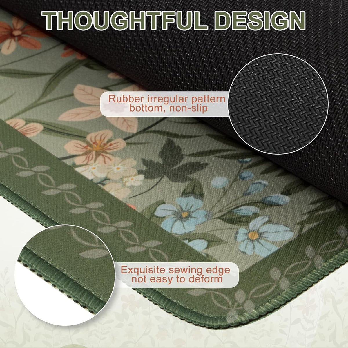 Desk Mat,Mouse Pad for Office Desk,35.4x15.7in,Pink Flowers