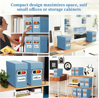 File Organizer Box with Lid & Handle, Thickened Cardboard Hanging File Folder Storage Boxes for Letter Size, Portable Filing Organizer for Office, Home, Classroom, Black