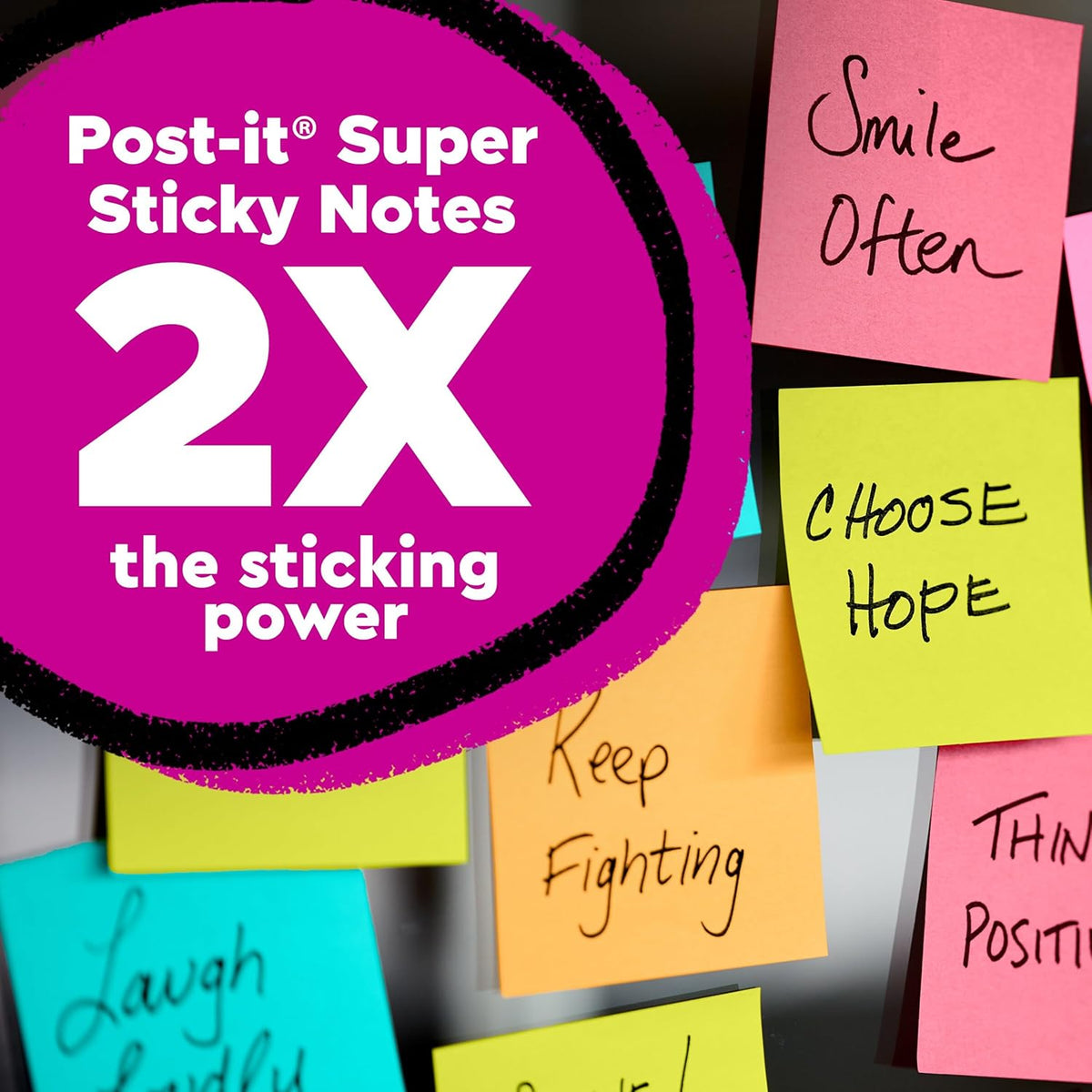 Post-it Super Sticky Notes, 15 Sticky Notes Pads, 3 x 3 in., School Supplies and Oﬃce Supplies, 2X the Sticking Power, Assorted Brights