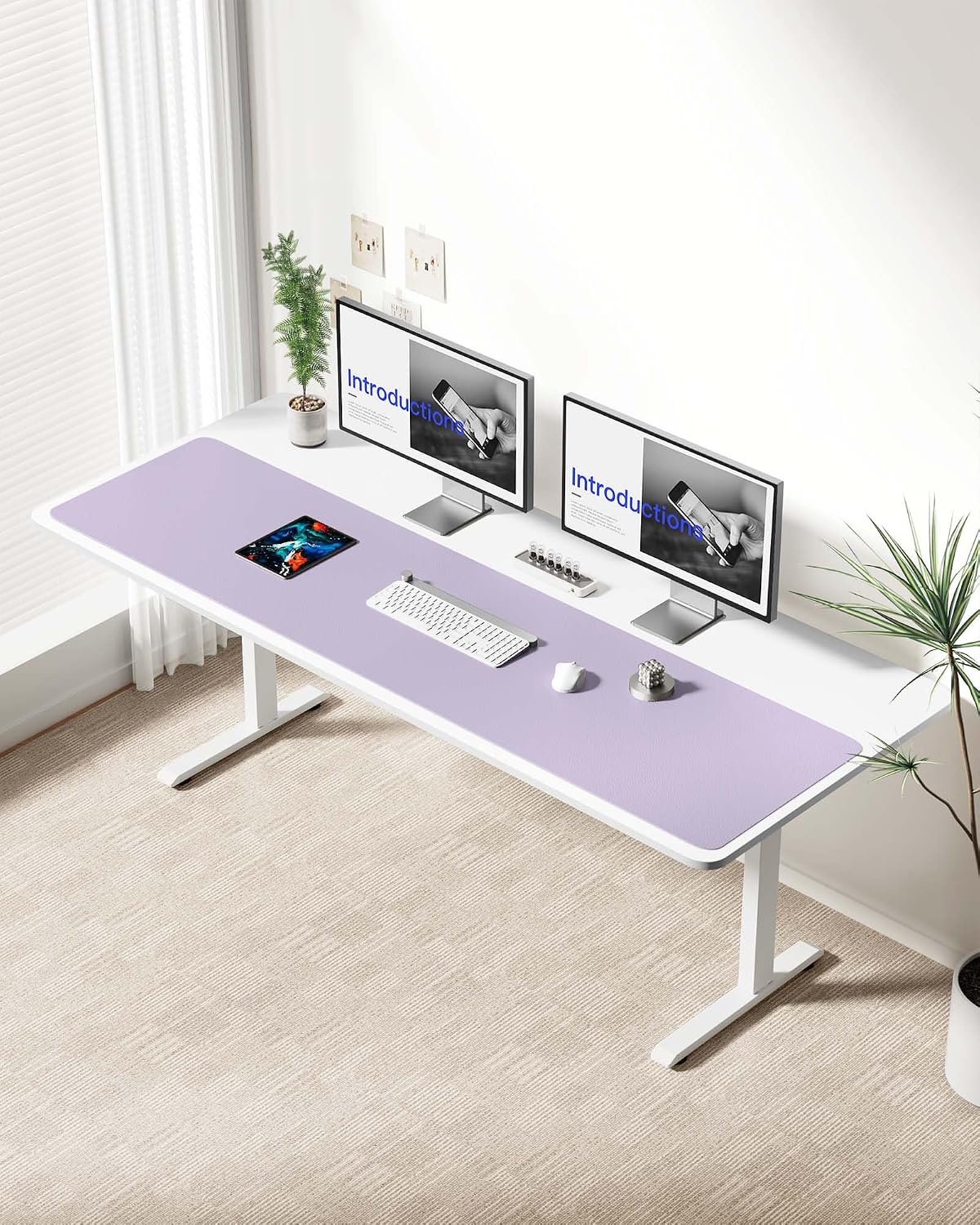 YSAGi Leather Desk Pad Protector, Large Mouse Pad, Non-Slip PU Leather Desk Blotter, Waterproof Writing Pad for Office and Home (31.5" x 15.8", Eggshell) - Colors B