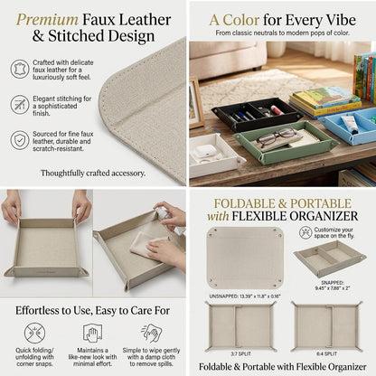 UnionBasic Small Valet Tray, Jewelry Tray for Rings Watches Earrings, Entryway Catchall Caddy for Coins Keys Change, Nightstand Bedside Valet Holder, Trays for Electronic Gadgets, Beige - Colors B
