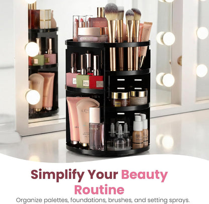 Masirs 360 Rotating Makeup Organizer Countertop - Adjustable Shelf Height - The Perfect Round Spinning Cosmetic Organizer for Bedroom Dresser or Vanity Countertop Storage (Clear)