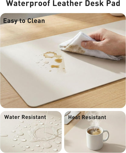 Aothia Leather Office Desk Pad Protector, Non-Slip PU Leather Desk Blotter, Waterproof Laptop Writing Mouse Pad for Office and Home, Black, 31.5" x 15.7" - Colors B