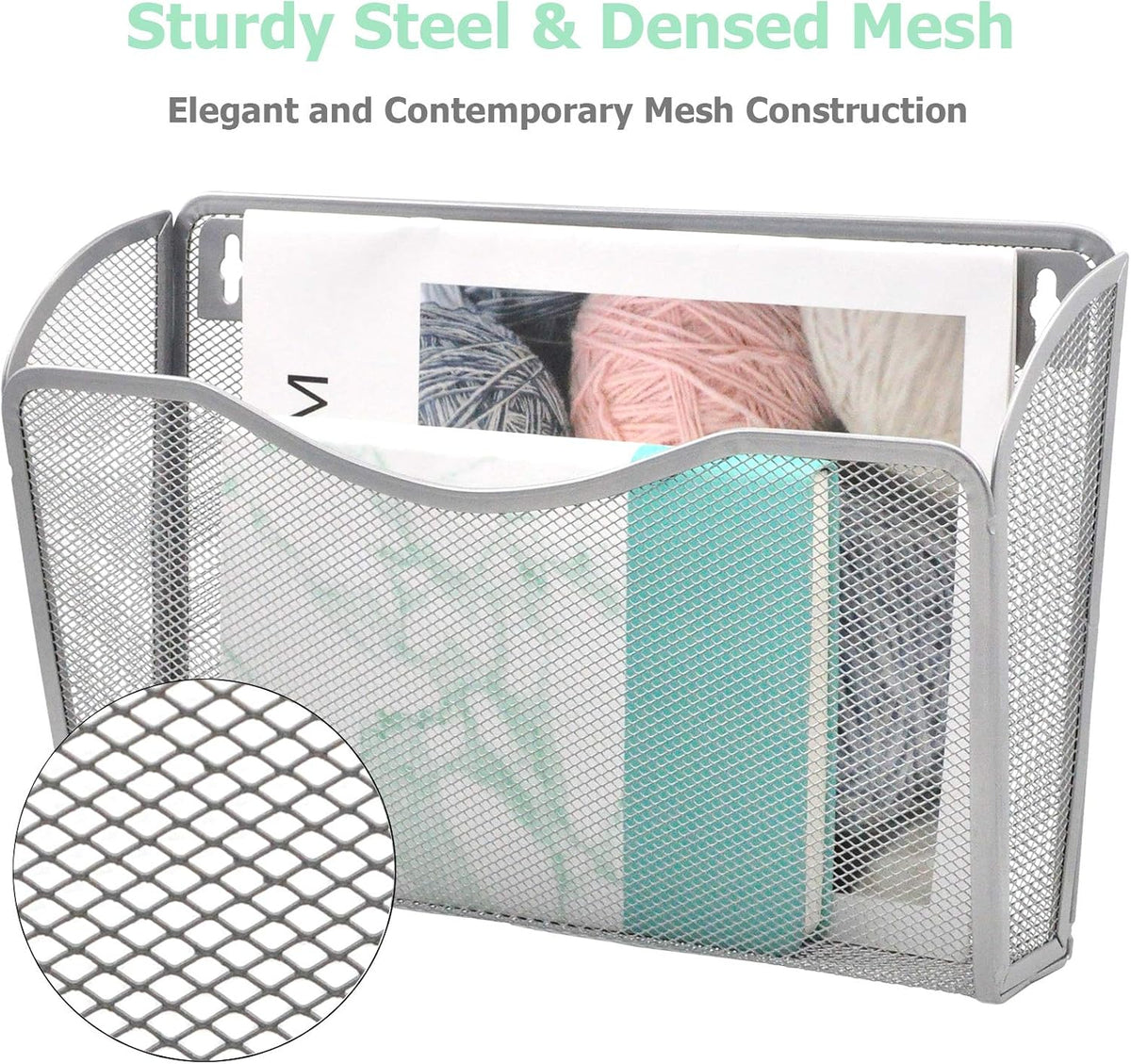 EASEPRES 3 Single Pocket Mesh Hanging File Organizer, Vertical Wall Mounted Magazine File Holder, Mount Basket Mail Paper Document Folder Organizing for Office, Home and School, Black