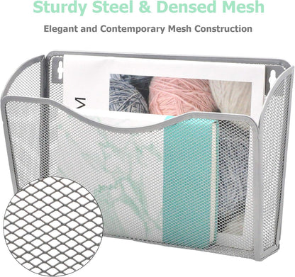 EASEPRES 3 Single Pocket Mesh Hanging File Organizer, Vertical Wall Mounted Magazine File Holder, Mount Basket Mail Paper Document Folder Organizing for Office, Home and School, Black