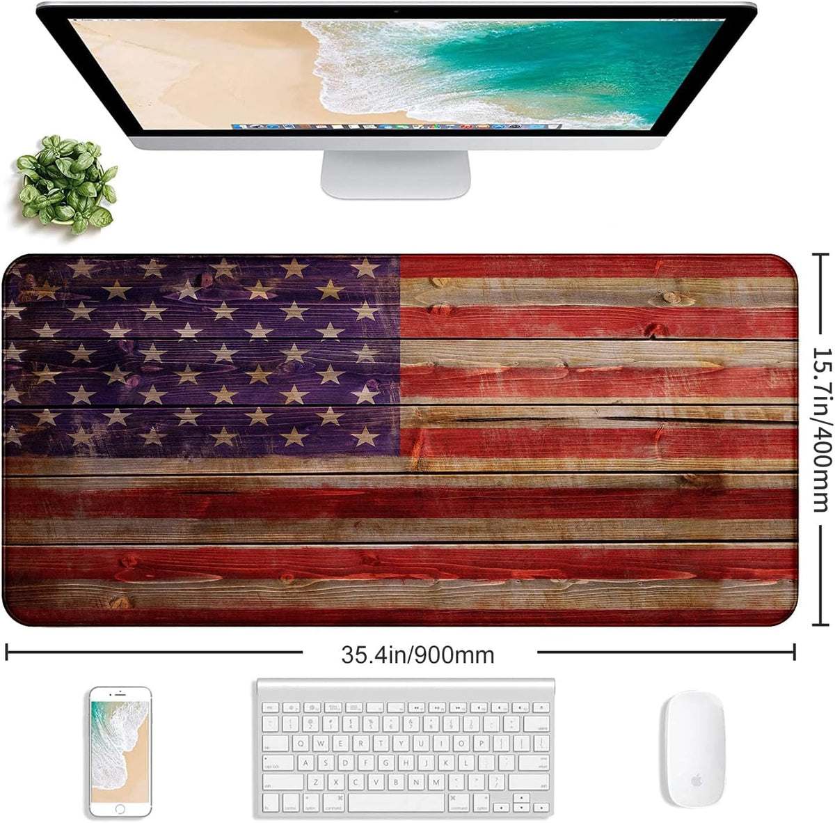 Retro American Flag XL Gaming Mouse Pad with Stitching Edge Laptop Desk Mat