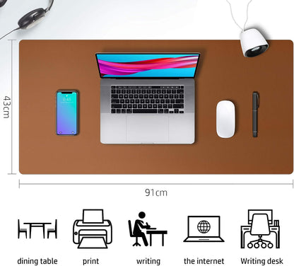 Aothia Leather Office Desk Pad Protector, Non-Slip PU Leather Desk Blotter, Waterproof Laptop Writing Mouse Pad for Office and Home, Black, 31.5" x 15.7" - Colors A