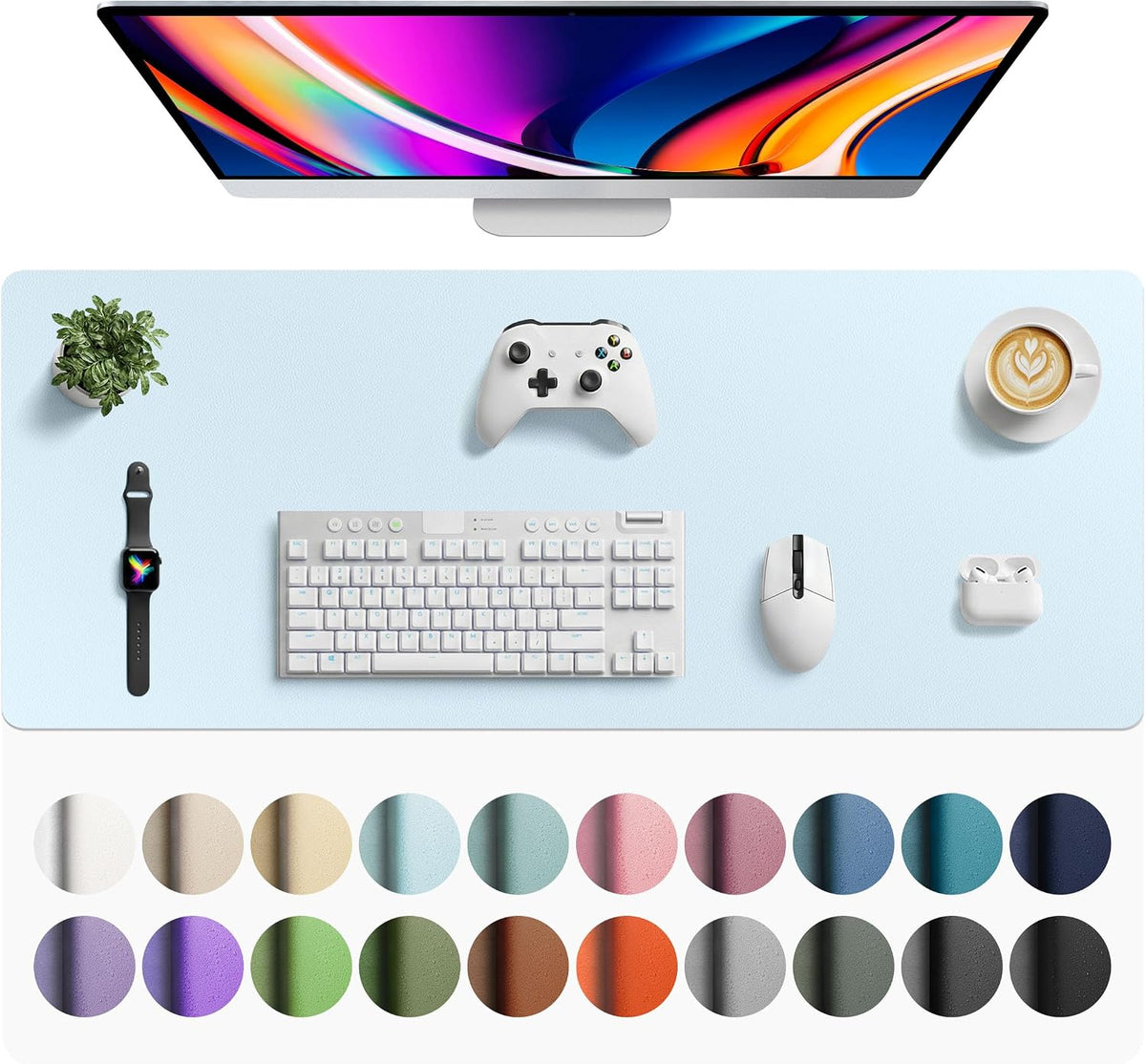 Aothia Leather Office Desk Pad Protector, Non-Slip PU Leather Desk Blotter, Waterproof Laptop Writing Mouse Pad for Office and Home, Black, 31.5" x 15.7" - Colors B