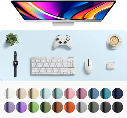 Aothia Leather Office Desk Pad Protector, Non-Slip PU Leather Desk Blotter, Waterproof Laptop Writing Mouse Pad for Office and Home, Black, 31.5" x 15.7" - Colors B