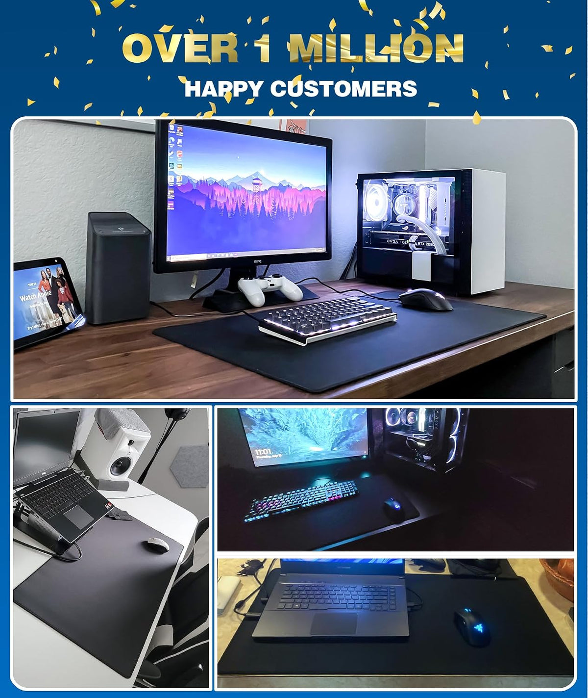 KTRIO Large Gaming Mouse Pad Desk Mat for Gamer, 31.5" x 11.8", Black, XL | Extended Size Design, Superior Micro-Weave Cloth, Non-Slip Rubber Base, Durable Stitched Edges, Water-Resistant Coating