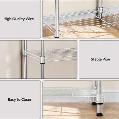 M MZG 450 lbs Steel Storage Shelving 3-Tier Utility Shelving Unit Steel Organizer Wire Rack for Home,Kitchen,Office (11.8" D x 17.7" W x 26.3" H) - Colors B