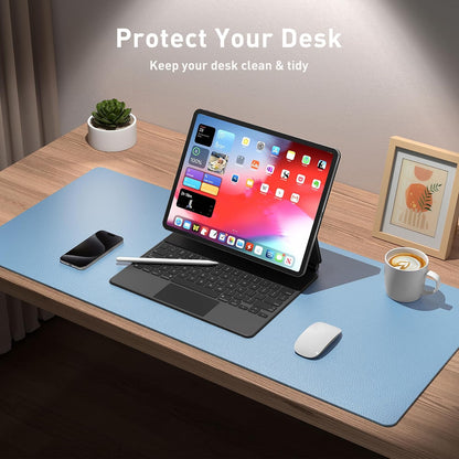 Aothia Leather Office Desk Pad Protector, Non-Slip PU Leather Desk Blotter, Waterproof Laptop Writing Mouse Pad for Office and Home, Black, 31.5" x 15.7" - Colors A