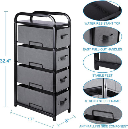 Dresser Storage with 3 Drawers, Fabric Dresser Tower, Vertical Storage Unit for Bedroom, Closet, Office, Black