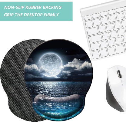 Mouse Pad with Wrist Support, Ergonomic Mouse Pad with Memory Foam Wrist Rest Cushion, Non-Slip Rubber Base Gaming Mice Pad for Home Office Computer Laptop, Flower Black