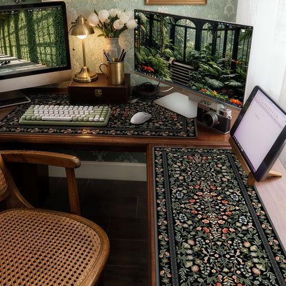 iCasso Desk Mat for Keyboard and Mouse, Large Mouse Pad, Desk Pad Mat, Anti-Slip Big Mousepad with Stitched Edges for Computer Desktop(Deep Green)