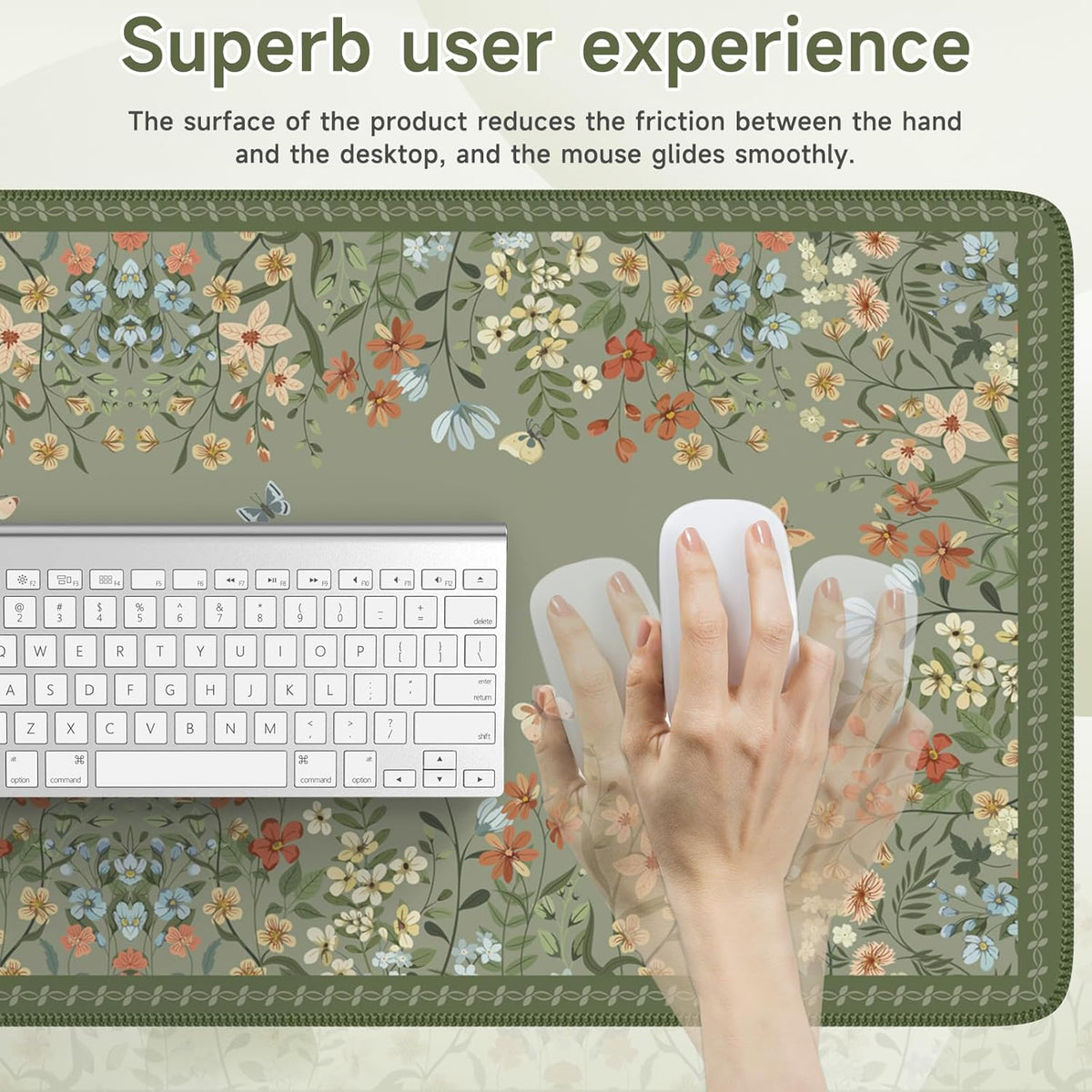 Desk Mat,Mouse Pad for Office Desk,35.4x15.7in,Pink Flowers