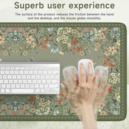 Desk Mat,Mouse Pad for Office Desk,35.4x15.7in,Pink Flowers