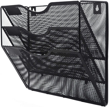 Kuntine.B Wall File Organizer Office Hanging Magazine Holder Wall File Organizer for Office Home (Black, 5 Tier)
