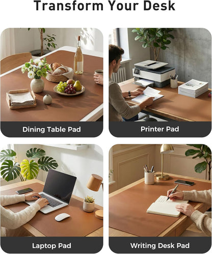 Aothia Leather Office Desk Pad Protector, Non-Slip PU Leather Desk Blotter, Waterproof Laptop Writing Mouse Pad for Office and Home, Black, 31.5" x 15.7" - Colors A