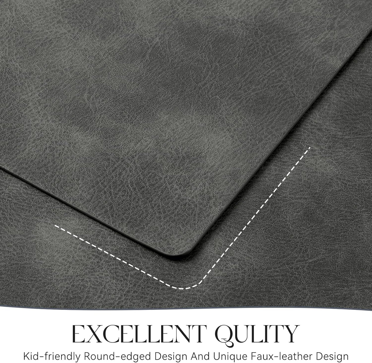 MOSAYT Vinyl Placemats Set of 6-12 X 17 Inch - Faux Leather 100% Waterproof Oil-Proof Wipeable PU Place Mats, Heat Resistant Reversible Table Mats for Kitchen, Dining, Outdoor, Reddish Brown