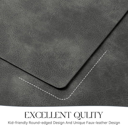 MOSAYT Vinyl Placemats Set of 6-12 X 17 Inch - Faux Leather 100% Waterproof Oil-Proof Wipeable PU Place Mats, Heat Resistant Reversible Table Mats for Kitchen, Dining, Outdoor, Reddish Brown