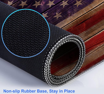 Retro American Flag XL Gaming Mouse Pad with Stitching Edge Laptop Desk Mat