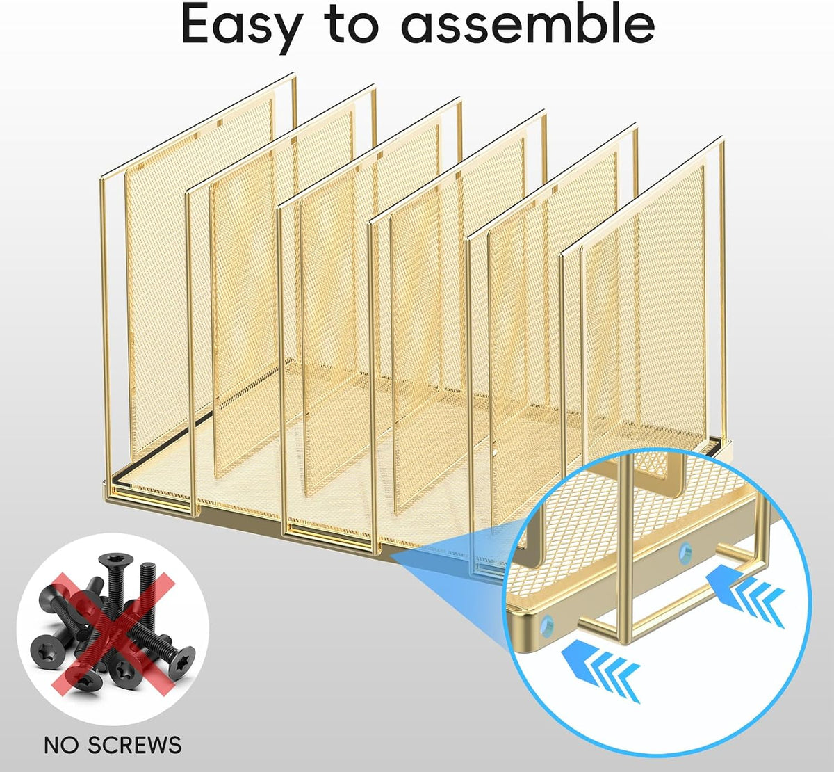 File Organizer for Desk, 5-Section Vertical File Sorter, Paper Holder Organizer Standing Metal File Folder for Office Home Classroom, Black