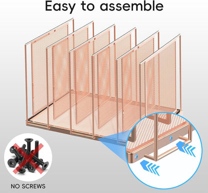 File Organizer for Desk, 5-Section Vertical File Sorter, Paper Holder Organizer Standing Metal File Folder for Office Home Classroom, Black