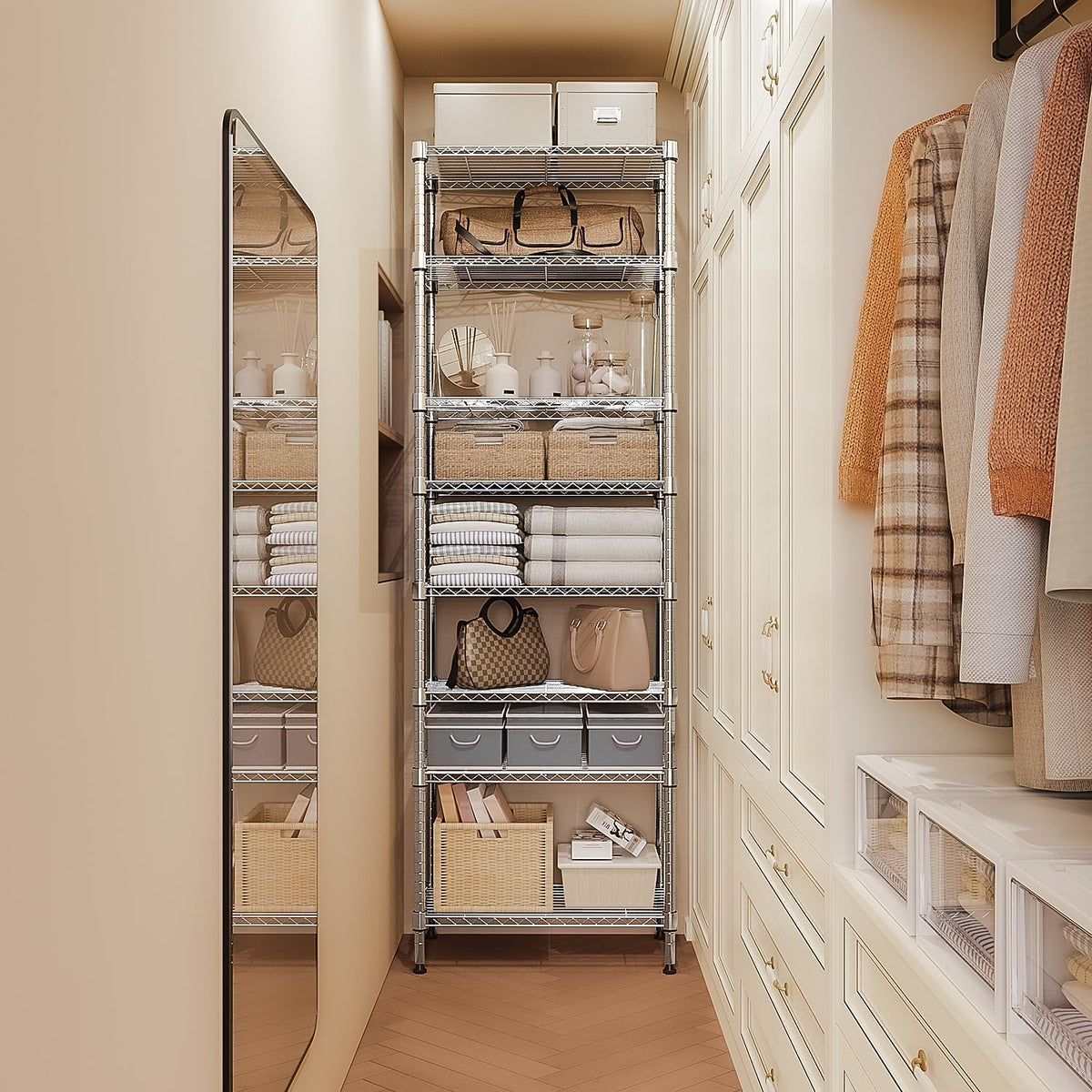 M MZG 450 lbs Steel Storage Shelving 3-Tier Utility Shelving Unit Steel Organizer Wire Rack for Home,Kitchen,Office (11.8" D x 17.7" W x 26.3" H) - Colors A