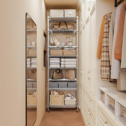 M MZG 450 lbs Steel Storage Shelving 3-Tier Utility Shelving Unit Steel Organizer Wire Rack for Home,Kitchen,Office (11.8" D x 17.7" W x 26.3" H) - Colors A